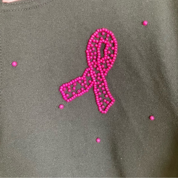 Michael Simon Event Breast Cancer Awareness Women's Black Cardigan Pink Ribbon L - Picture 12 of 16